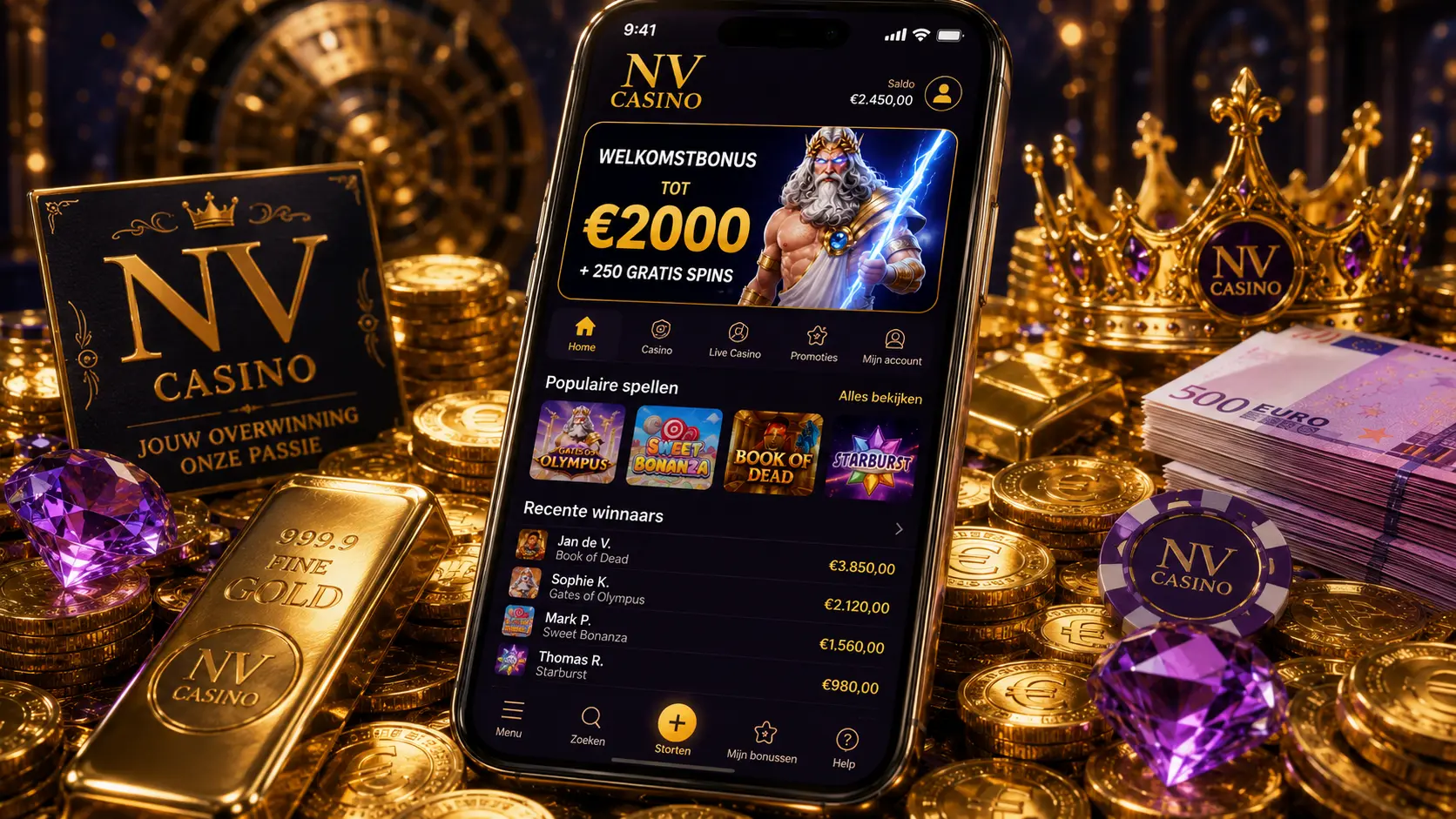 NV Casino mobiele app (PWA) — installeer via je browser en speel op Android en iOS